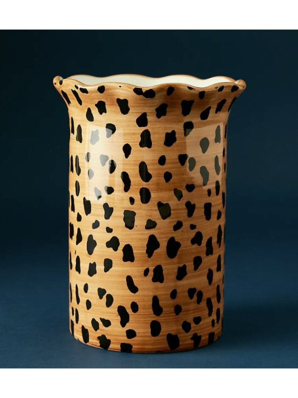 Anna + Nina Leopard Hand-Painted Sculpted Ceramic Vase